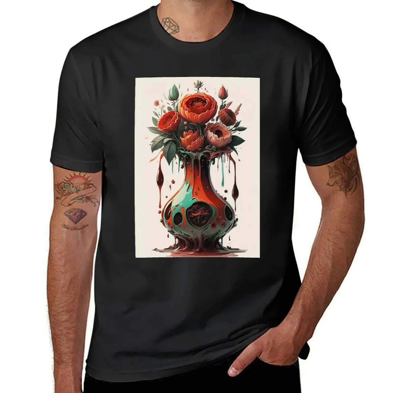 Painted Artistic Vase and Flowers T-Shirt vintage shirts graphic tees hippie clothes heavyweight t shirts for men