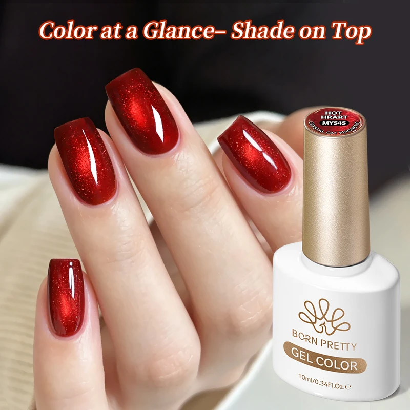 BORN PRETTY 10ml Spoiled Red Cat Magnetic Gel Nail Polish Crystal Semi Permanent Soak Off UV LED Gel Varnish For Manicure DIY