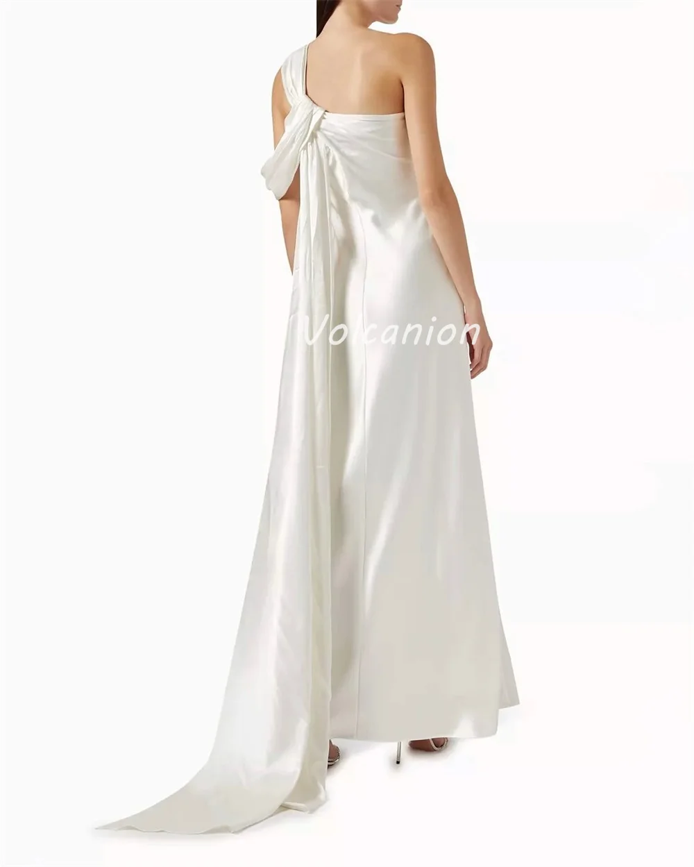 맞춤형 현대 스타일 간단한 Charmeuse Pleat 원 숄더 발목 길이 드레스 맞춤형 행사 드레스 고품질 패션