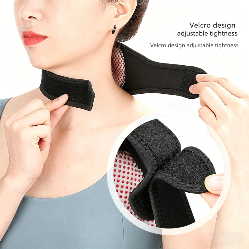 Self-Heating Neck Support Braces for Neck Pain Relief Stiffness 360 Degree Protection Adjustable Velcro Magnetic Relief Belt view 3
