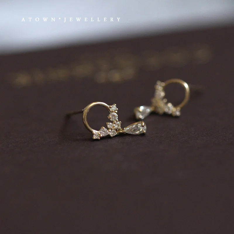 VOQ Silver Color Korean Version Simple Flower Earrings Women Pave Zircon Cute Girls Jewelry Gifts