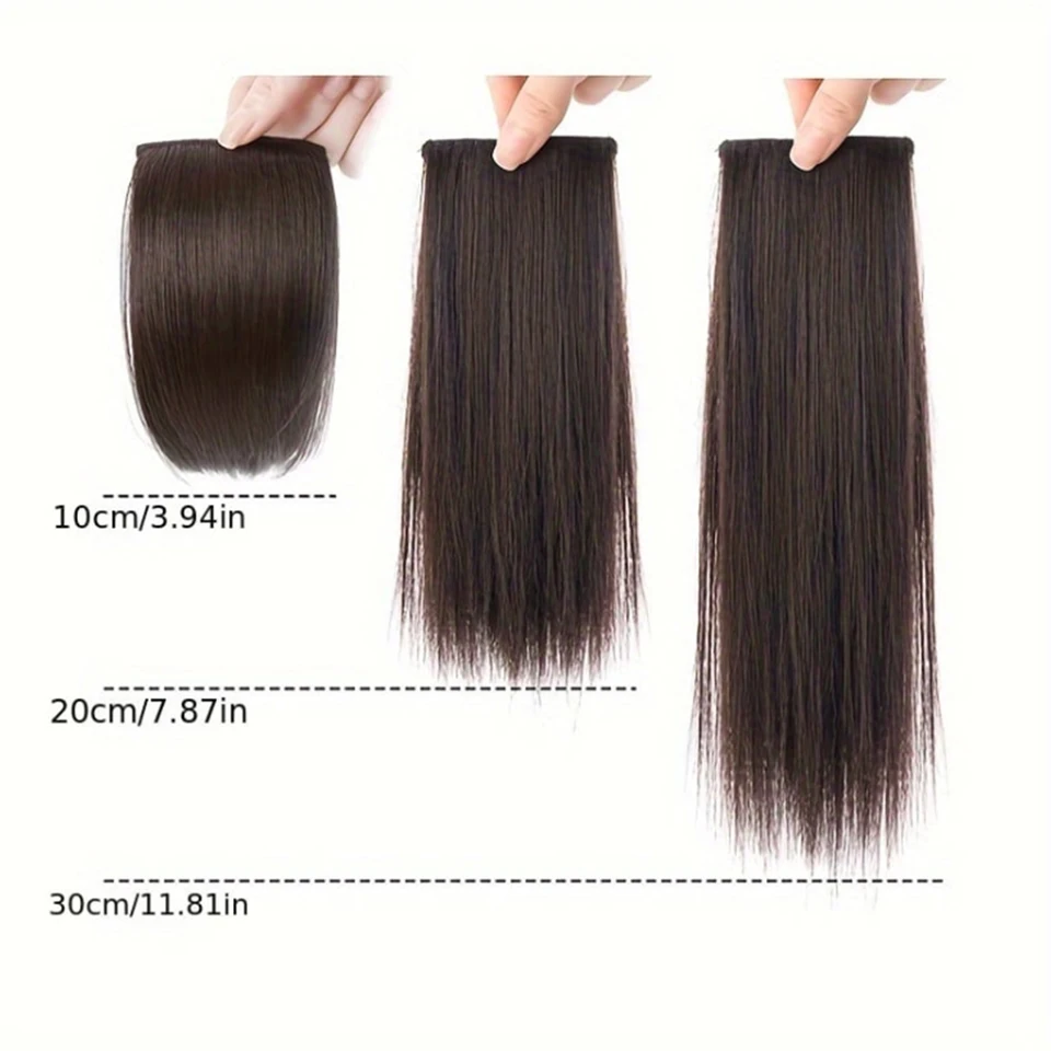 2 Piezas Almohadillas de Cabello Invisibles Naturales para Mujer Extensiones de Cabello Volumen Forro Superior Cubierta Sintética Sin Costura 5