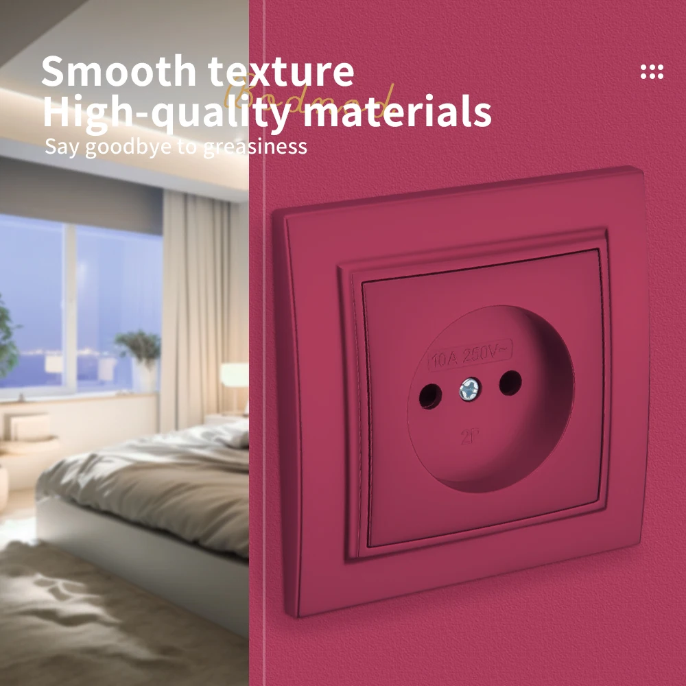 WESA-Prise de courant murale en plastique rouge, prise électrique UE, sans terre, arrang, peinture en aérosol