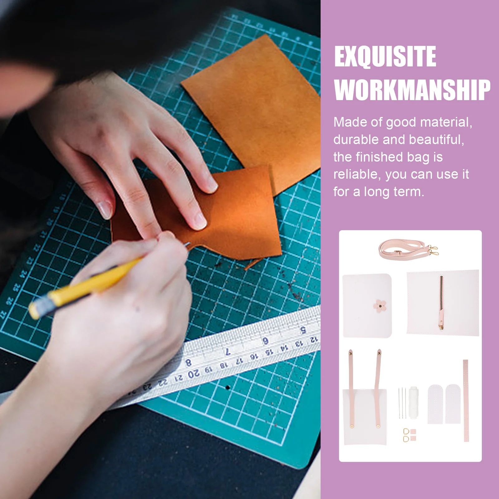 

1Set DIY Bag Knitting Kit PU Chain Square Shoulder Bag Making Material Easy Handmade Creative Gift for Female Friends