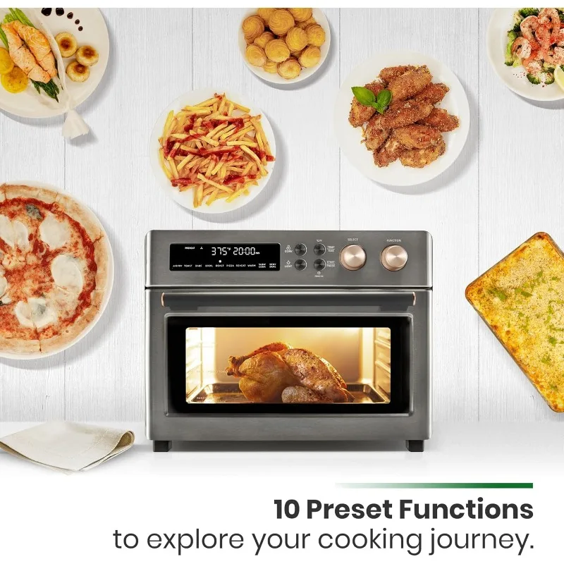 Infrared Heating Air Fryer Toaster Oven, Extra Large Countertop Convection Oven 10-in-1 Combo,  Enamel Baking Pan Easy Clean