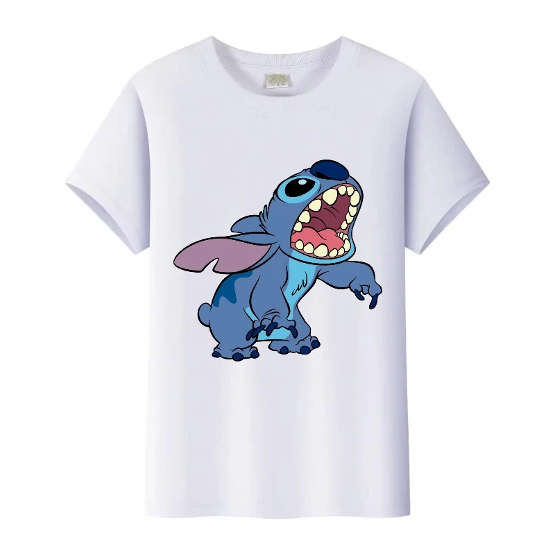 بسيطة ديزني غرزة الجرافيك القمم رجل فضفاض البلوزات للجنسين عطلة الأطفال ملابس النساء تيز الأسرة س الرقبة تي شيرت أبيض هدية