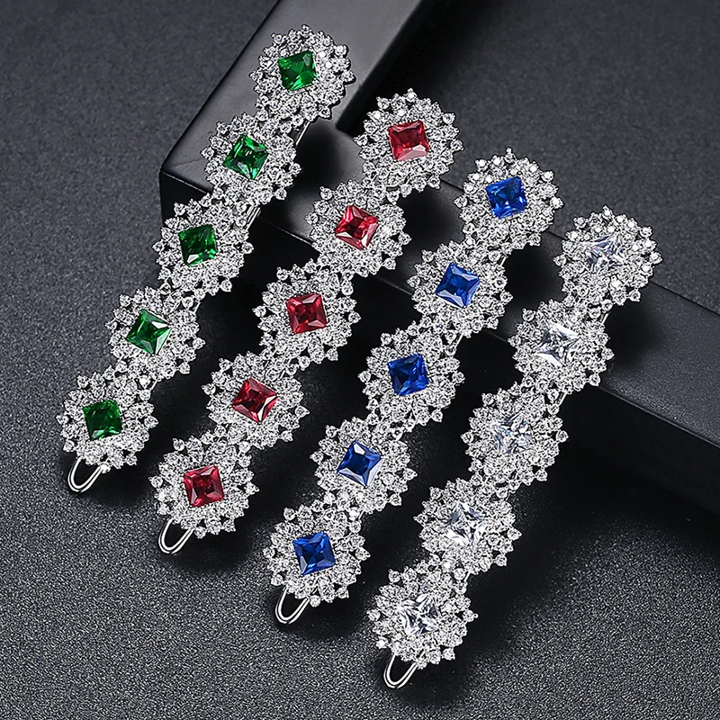 LUOTEEMI Brilliant Cubic Zirconia Colorful Jewelry Fashion Stylish Multicolor Hair Pins for Bridal Woman Accessories 2023 New