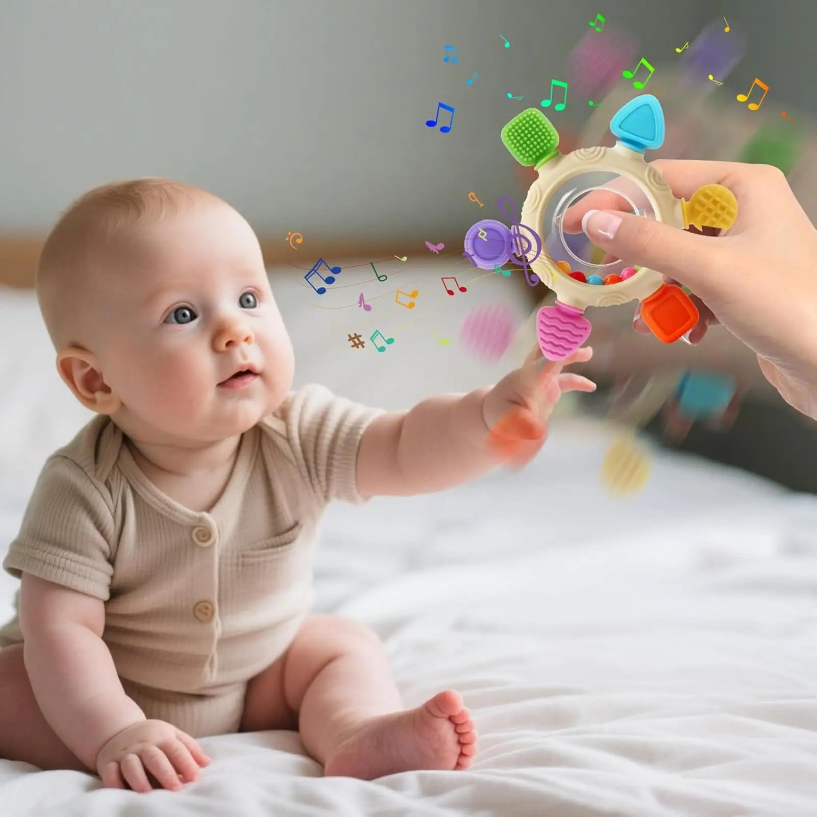 Bijtring Zintuiglijke Baby Bijtring Fopspeen Rammelaar Zintuiglijke Bijtring Relief Ringen Rammelaar Voor Slapen Kinderdagverblijf Reizen Jongen Meisje