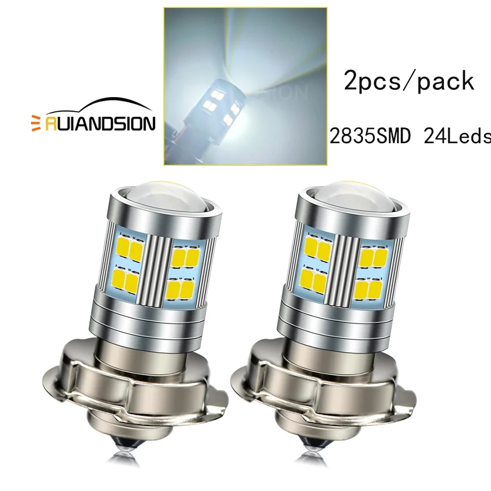 

2Pcs 6V 10-30V 12V 24V 800Lm White 6000K 2835SMD 24Leds H6M P15D P26S P36D Motorcycle Led Headlight Scooter Motorbike Moped Bulb