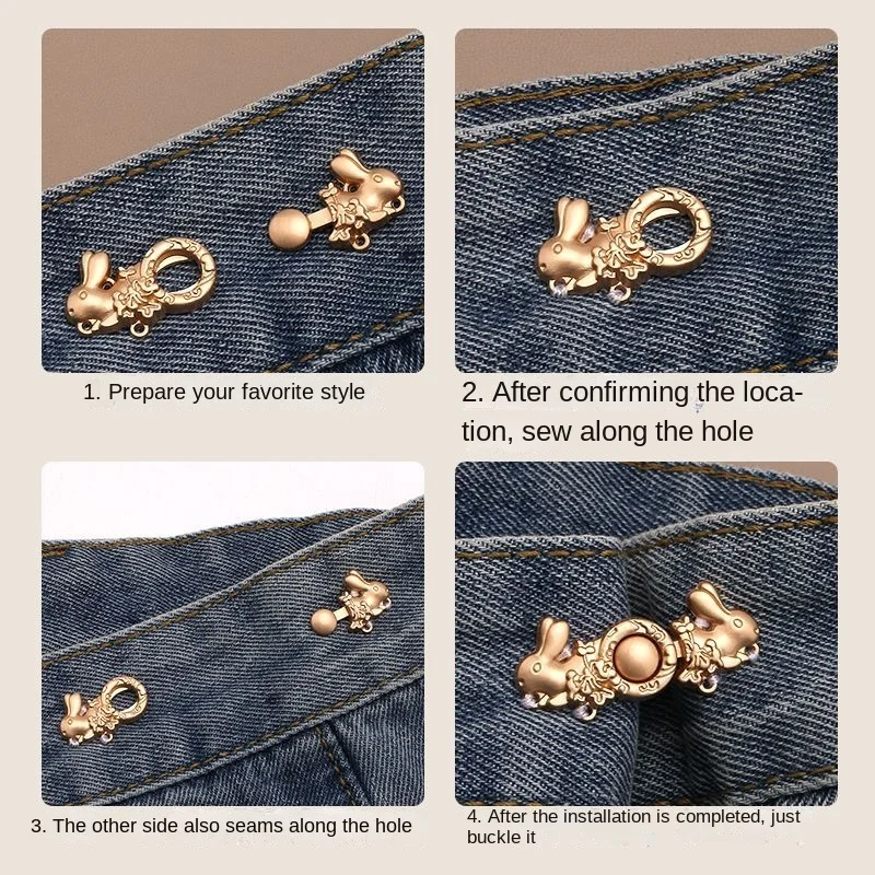 Tightening waistband tightening artifact cinched waist buttons, jeans, waistline, small snap buttons loose clothes, rabbit metal