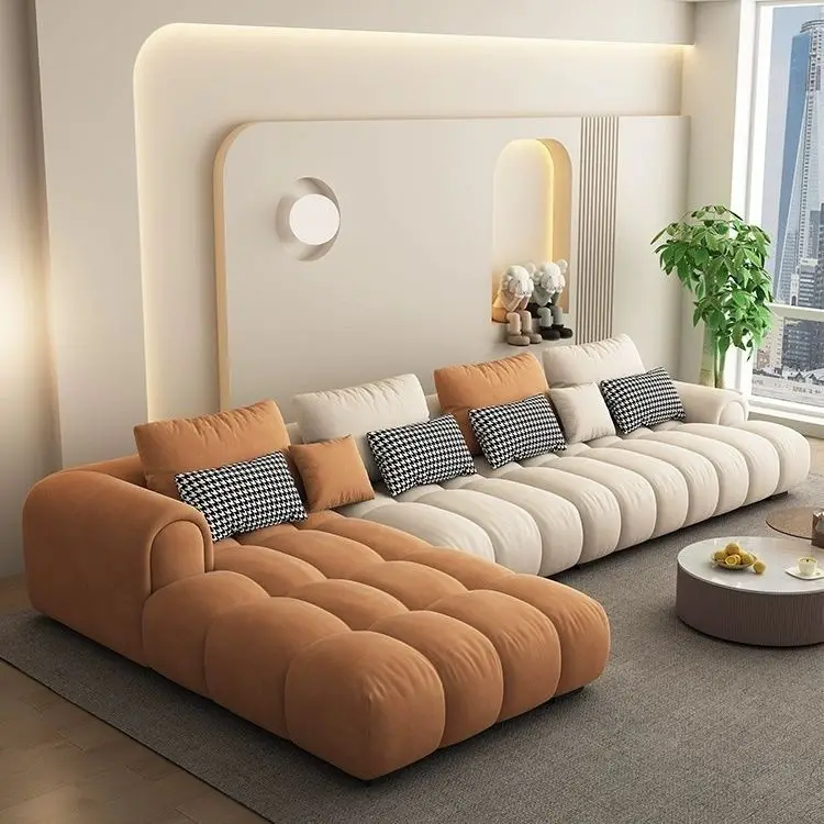 sofa light luxury French cat scratching cloth cloud small apartment living room square straight row modern minimalist fabric