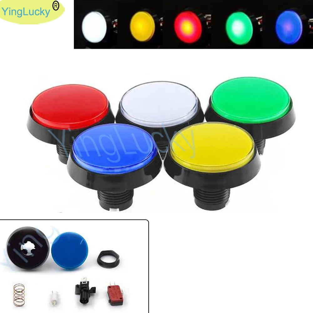 1 adet 60mm büyük yuvarlak Arcade düğmesi LED ışık mikro anahtarı 5V / 12V için güç düğmesi oyun merkezi video oyunu makinesi düğme anahtarı