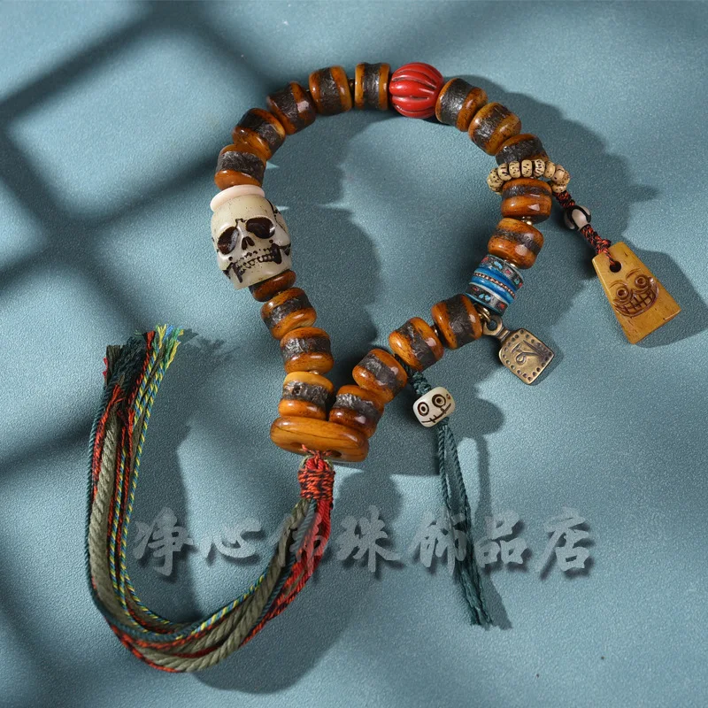 

Ox Single-Wrap Men's and Women's Return Old Materials Yak Bone Tibetan Crafts Buddha Beads Bracelet Access