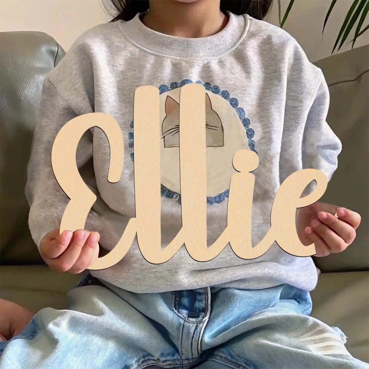 1pc Creative ellie example Customized Name Wooden Plaque Wooden Sign Laser-Cut Sign Handcrafted with Elegant Cursive Lettering