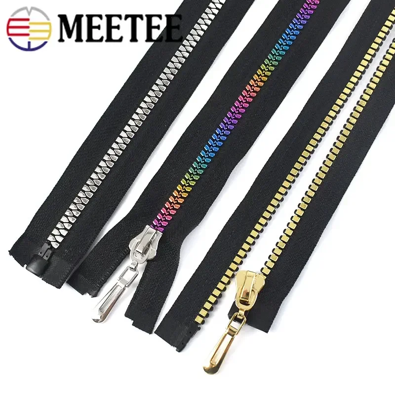 1/2Pcs 8# Resin Zipper 80cm Open End Long Zips with Rainbow Pull Decorative Zip Repair Kit Bag Clothes Jacket Sewing Accessories