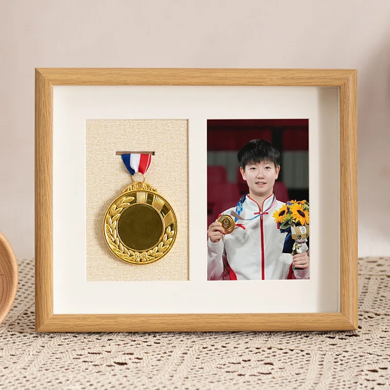 Wooden Medal Photo Frame Storage Box Marathon Hanging Decoration Frame Hollow Keep Honor Medal Arrange The Table