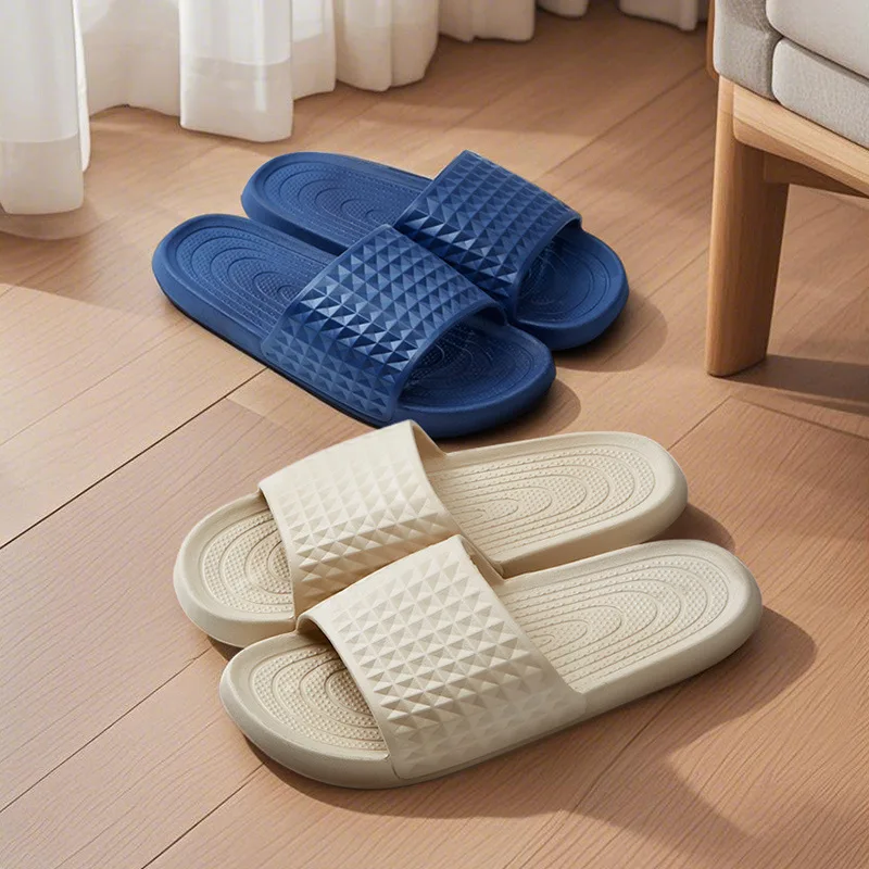 Soft Home Slippers Couple Summer Indoor Skid Proof Bathroom Slippers Sandals Hotel Solid Color Men Flip Flops New Flat Shoes