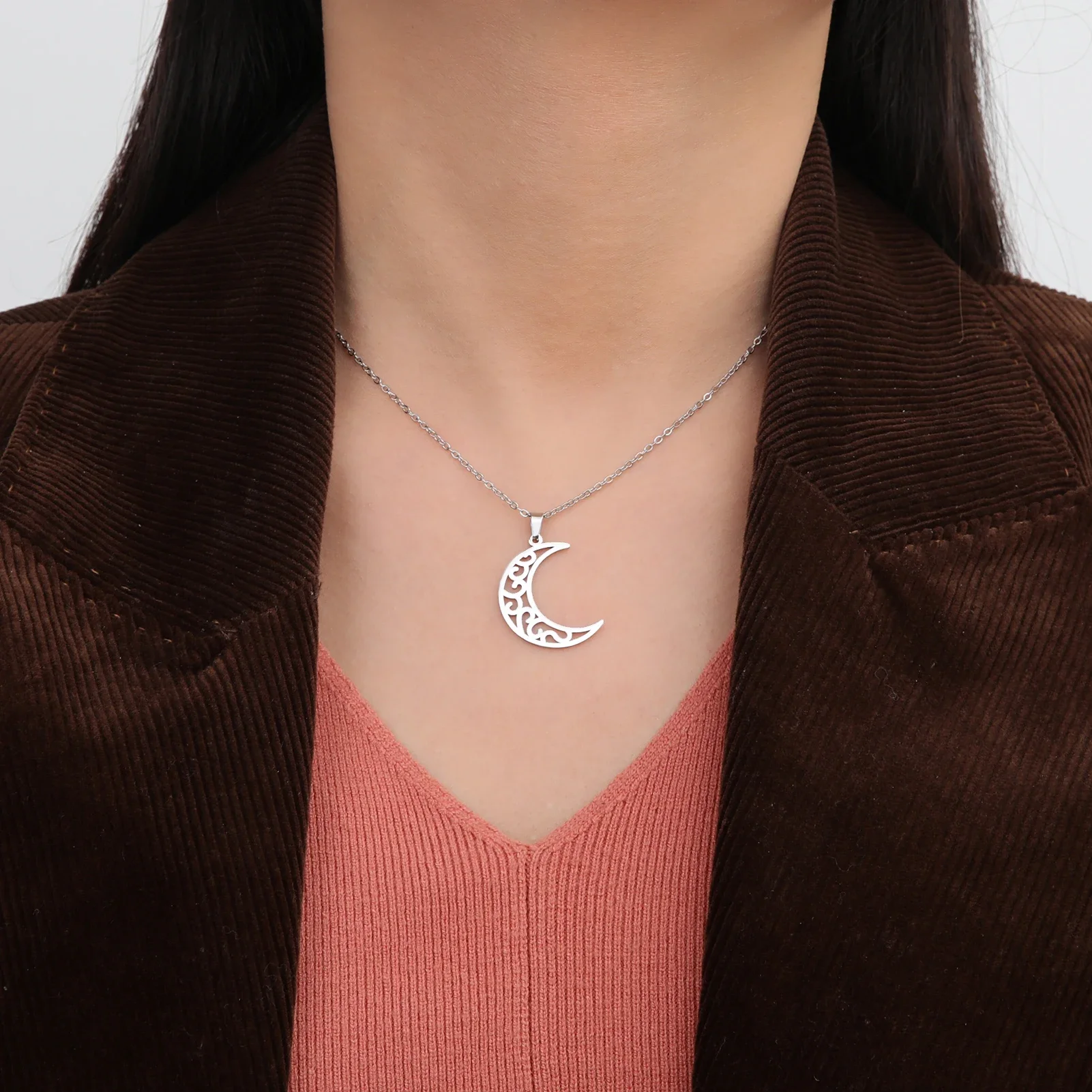 Skyrim violín amor runa Luna octogonal estrella colgante collar de acero inoxidable moda mujer fiesta regalo del Día de San Valentín joyería