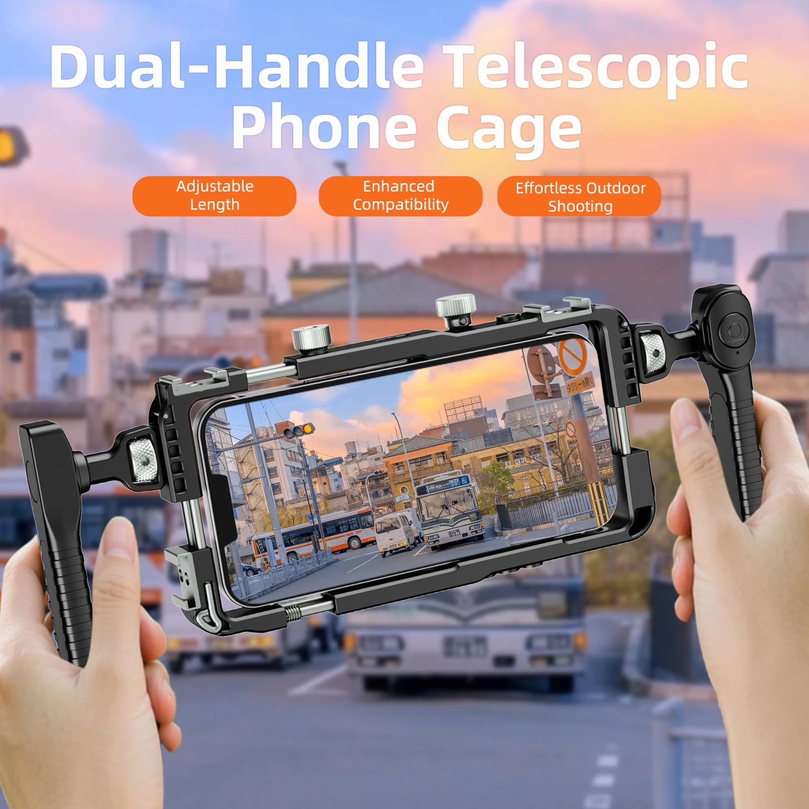 Universelles Smartphone-Video-Rig mit Griffen, 67 mm Filter-Adapter, Telefonkäfig für iPhone 14 13 15 Pro Max, Samsung S23 Ultra