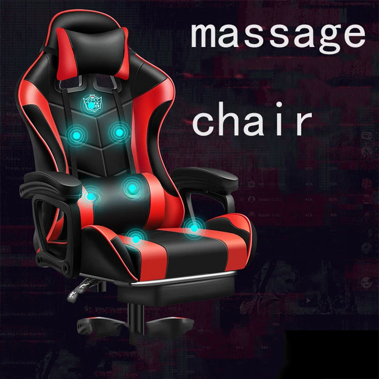 Custom Pink LED RGB Computer PC Game Chair Gaming PU Leather Silla Gamer Massage Racing Gaming Chair with Lights and Speakers