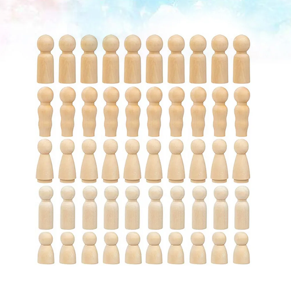 

50Pcs Wooden DIY Color Drawing Craft Figures Family Set Home Wall Window Door Table Bookshelf Decor Kids Creative Art Project