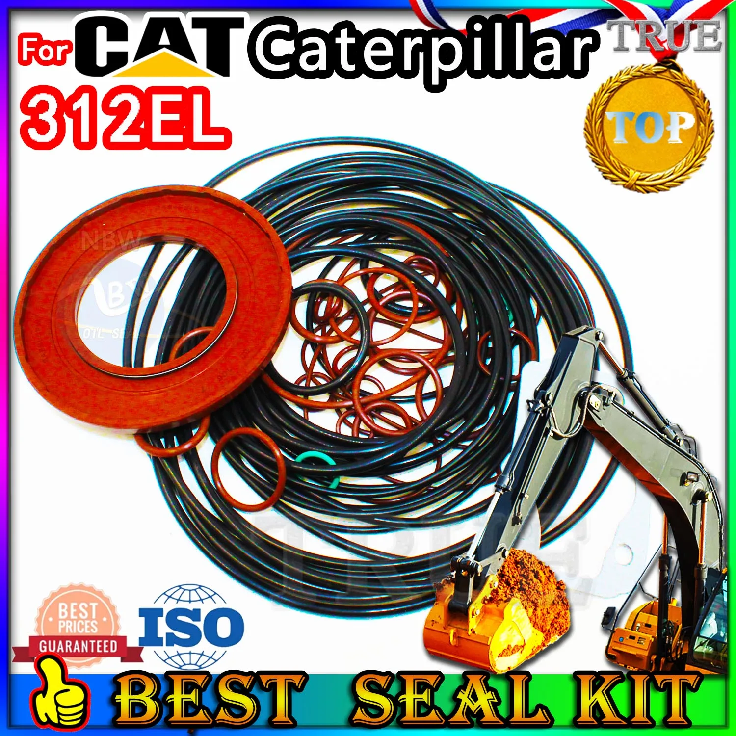 For Caterpillar 312EL Oil Seal Repair Kit CAT Boom Arm Bucket Excavator Hydraulic Cylinder Dust Bushing FKM High Suppliers Fix