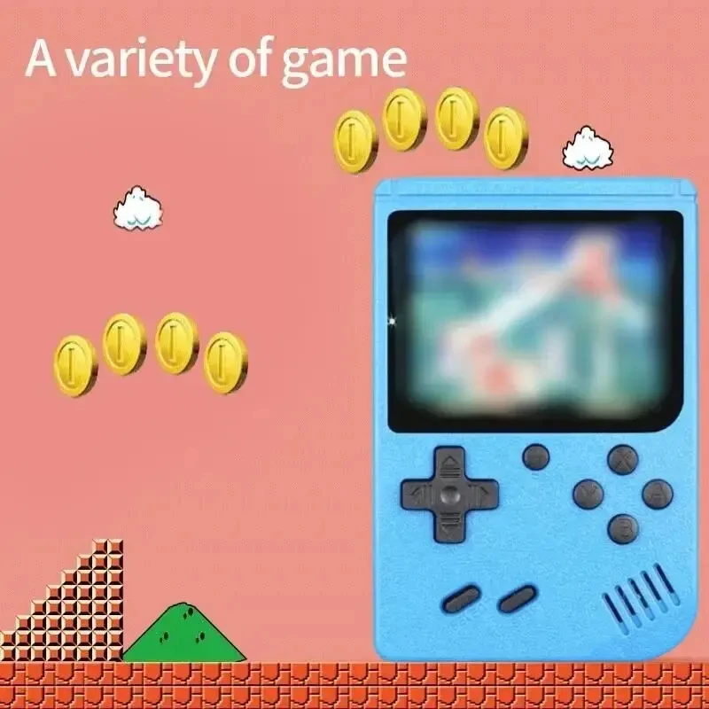 เครื่องเล่นวิดีโอเกมมือถือขนาดเล็กแบบพกพาย้อนยุค8บิต3.0นิ้วจอแอลซีดีสีสำหรับเด็กเครื่องเล่นเกมที่สร้างขึ้นในเกม500