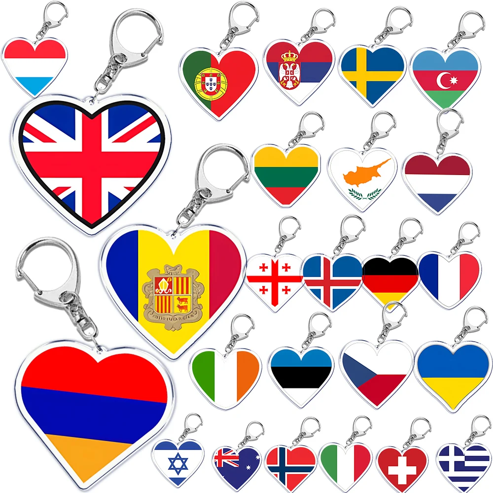 Scotland Germany Country Love Heart Keychains Ring for Accessories Bag Pendant Key Chain Llaveros Ewelry Fans Gifts