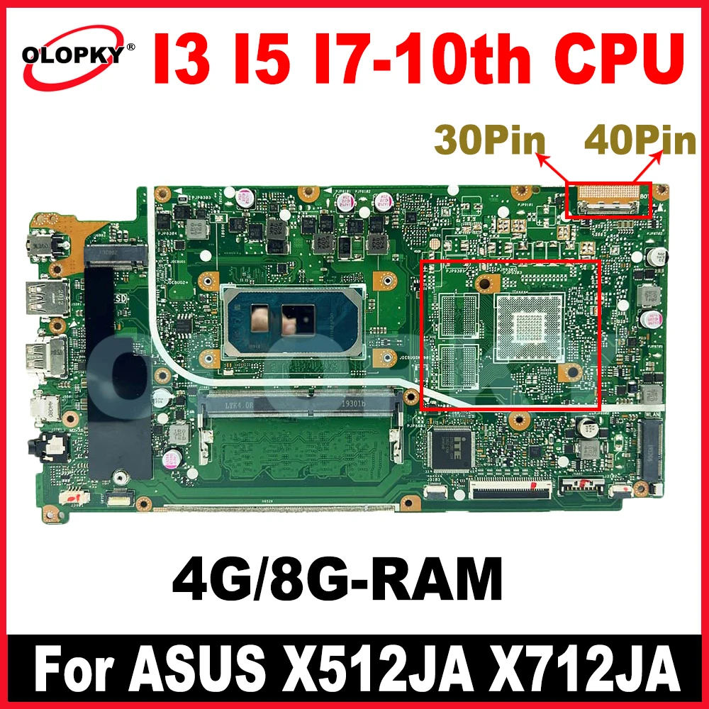 

X512JA X712JA motherboard for ASUS VivoBook X512J X512JAW X512JP V5000JP laptop motherboard with I3 I5 I7-10th CPU 4G/8G-RAM