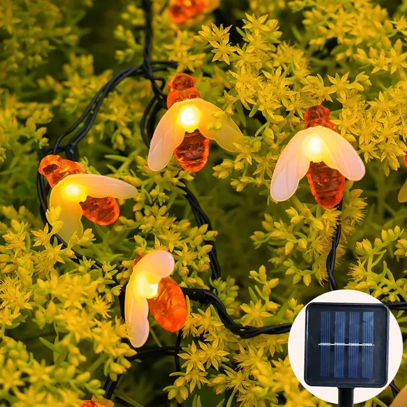 

Гирлянда на солнечной батарее, милая медоносная пчела, гирлянда, уличный сад, елка, праздничный декор, солнечная гирлянда, украшение для свадебной вечеринки, балкона