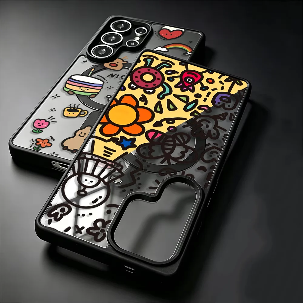 Sketch Graffiti Magsafe Case for Samsung Galaxy S26 Ultra S24+ S22+ S25+ S25 Plus S22 S24 FE S23 S26+ S23+ Back Phone Cover