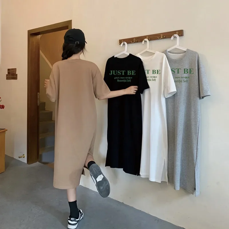 Loose Letters Simple Printed Short-sleeved Women's Comfortable Casual Dress