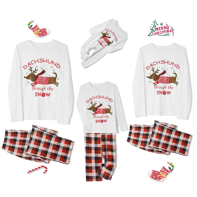 

Christmas Family Pajamas Matching Set Reindeer Print Long Sleeve Tops and Snowflake Pants Sleepwear for Winter Cozy Nights