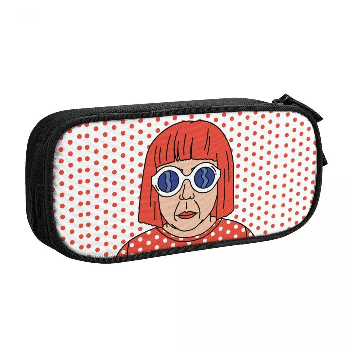 Custom Cute Yayoi Kusama Self Portrait Pencil Cases for Girl Boy Large Storage Pencil Pouch School Supplies