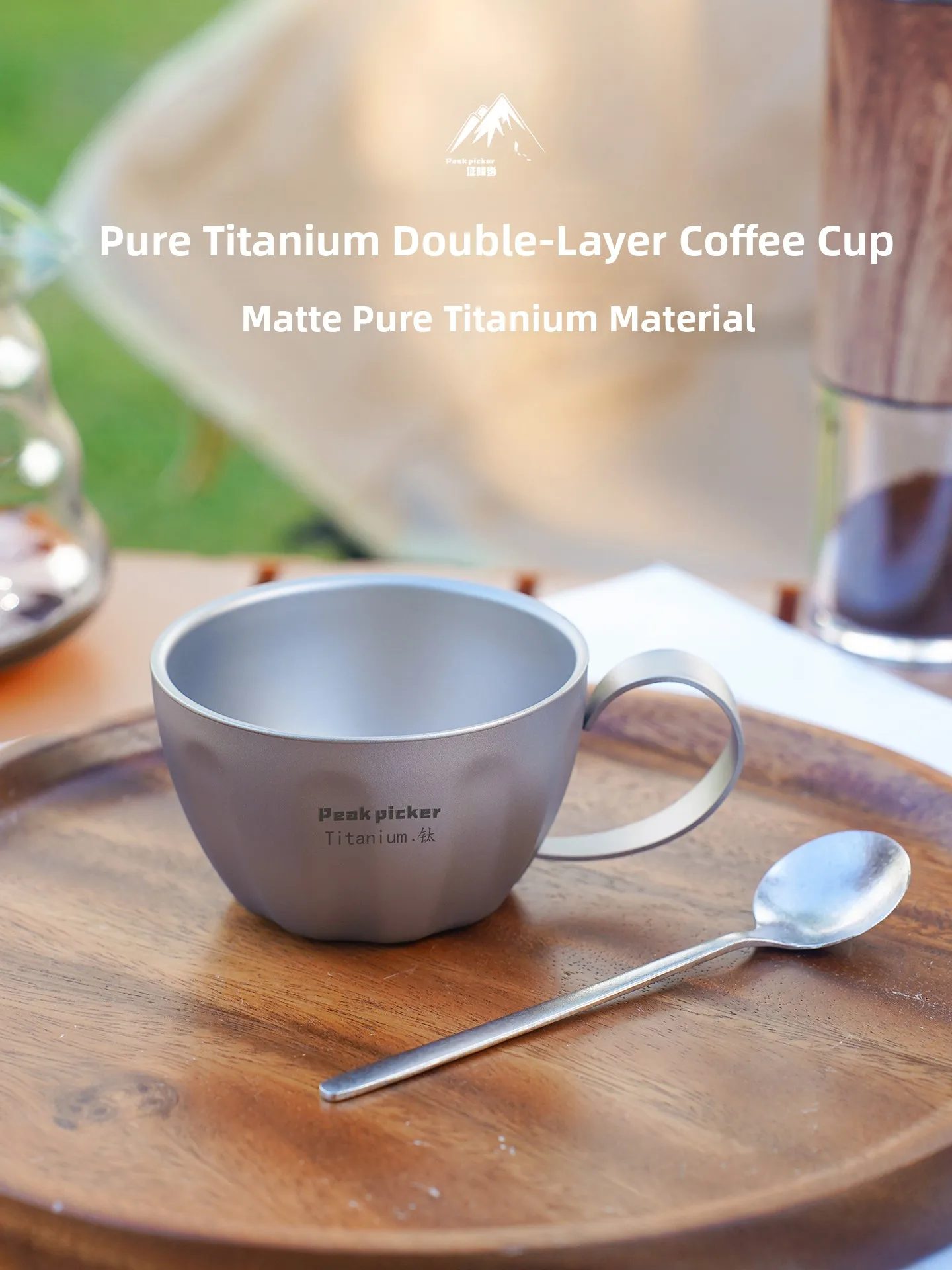 

Двухслойная кофейная чашка из чистого титана с ручкой, чаша для питья чая, термостойкий уличный контейнер для воды для путешествий