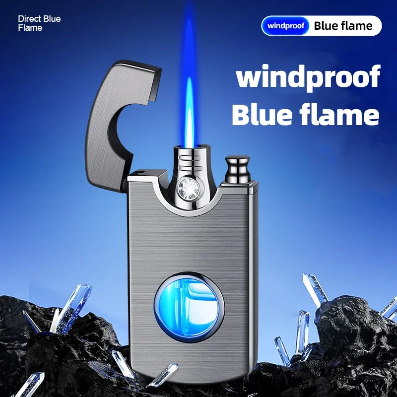 Blue Flame Direct Lighter Outdoor Camping Home Daily Use Cigarette Lighter High End Portable Cigarette Accessories