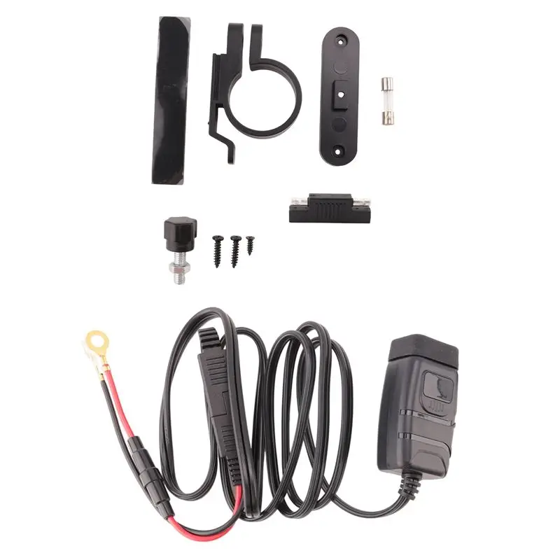 Enchufe USB para Motocicleta con Tecnología de Vanguardia QC3.0, USB+Tipo-C, Resistente al Agua, Carga Rápida, con Voltímetro