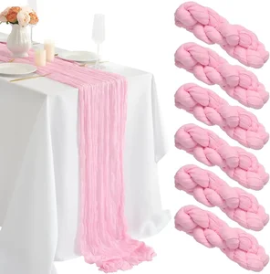 90*180CM Taplak Meja Kain Katun Tipis Merah Muda Dekorasi Meja Makan Pernikahan Romantis Taplak Meja Merah Muda untuk Pesta Pengantin Natal 10 pelari meja kain katun tipis penjualan terbaik - №