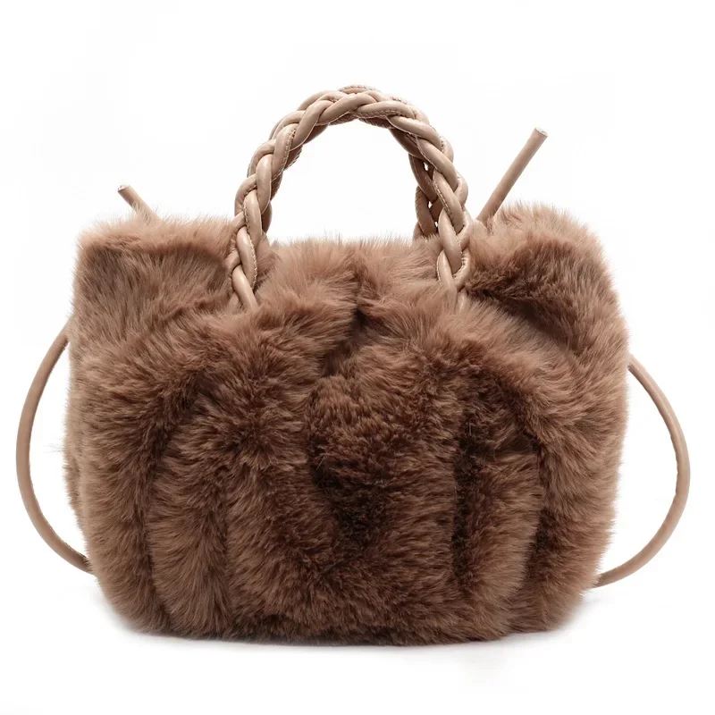 Bolso de hombro de felpa con nubes para mujer, bandolera de hombro versátil, plisada, a la moda, otoño e invierno, 2024