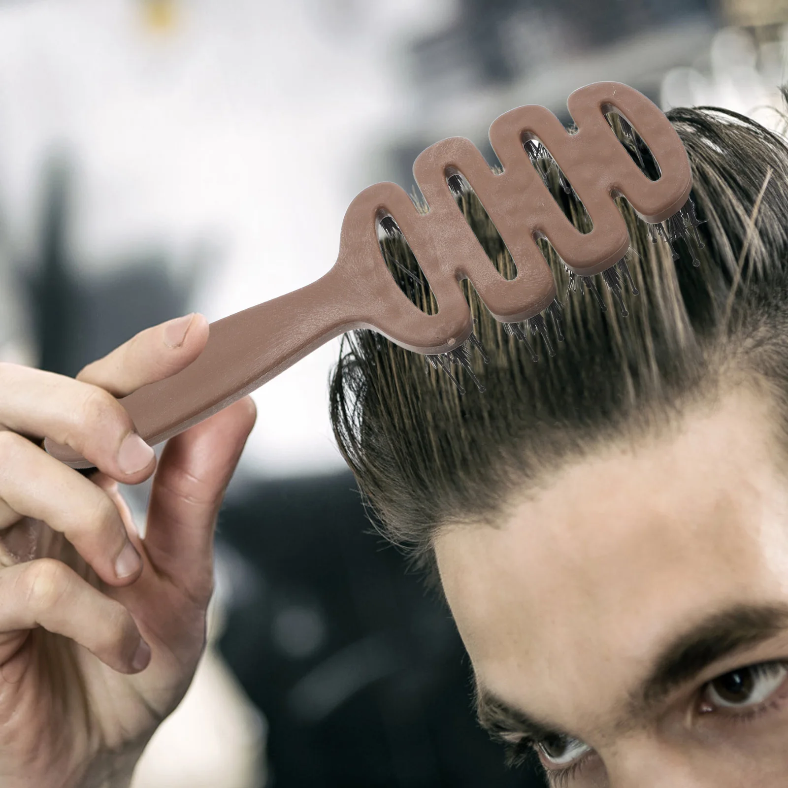 

Plastic Bristle Hair Brush for Voluminous Styling High Crown Design Scalp Massaging Comb Smooth Finish for All Hair Types