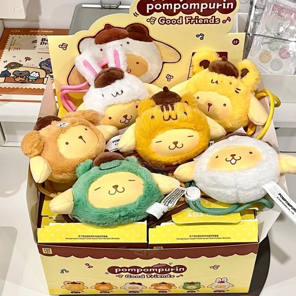 Pompompurin Good Friends Serie Plüsch-Anhänger Blindbox Figuren Schlüsselanhänger Niedliche Dekoration Überraschungstüte Mädchen Spielzeug Geschenk