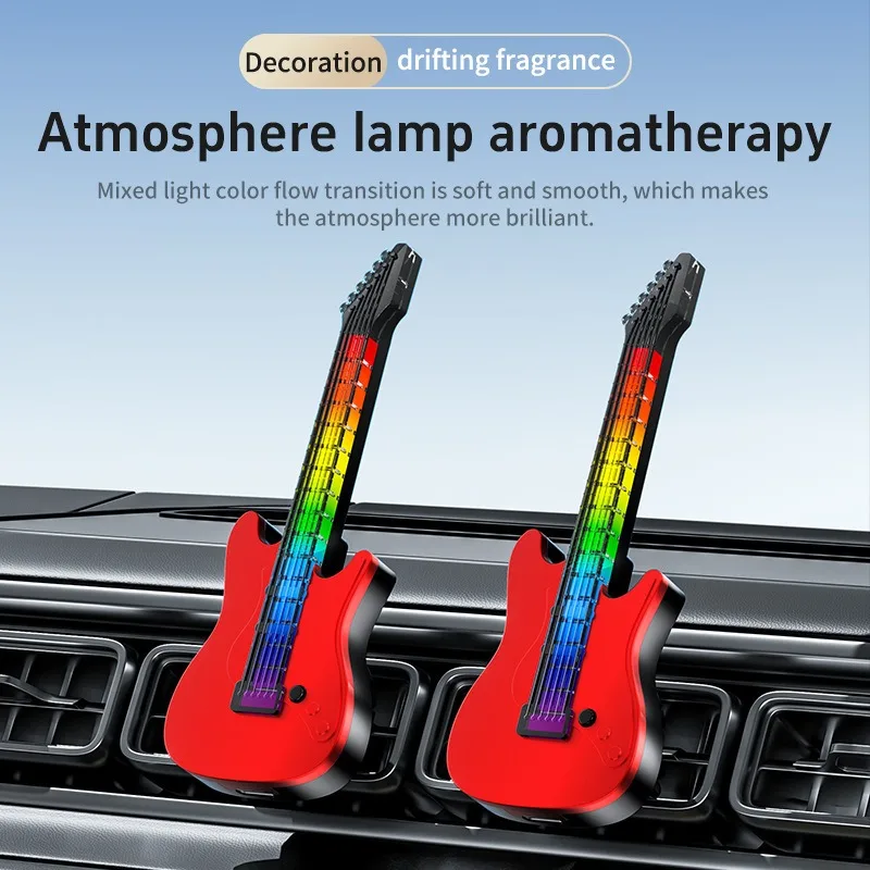 

1PC Car Air Conditioner Vent Guitar Aromatherapy Atmosphere Light Perfume Fragrance Decorative Music Pickup Lamp Car Accessories