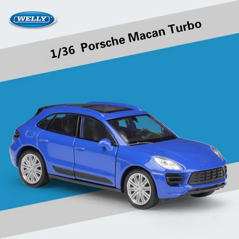 1:36 WELLY Porsche Macan Turbo SUV Alloy Car Model Metal Diecast Vehicle Toy High Simulation Collection Children Gift