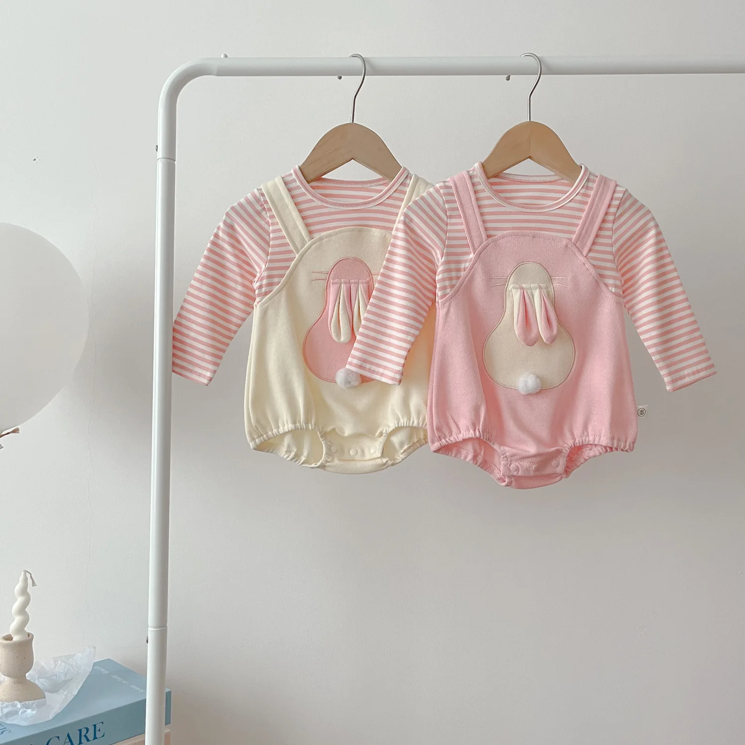 MILANCEL 2024 Autumn Baby Girls Clothing Bunny One Piece Long Sleeve Toddler Girls Outfit Infant Bodysuit