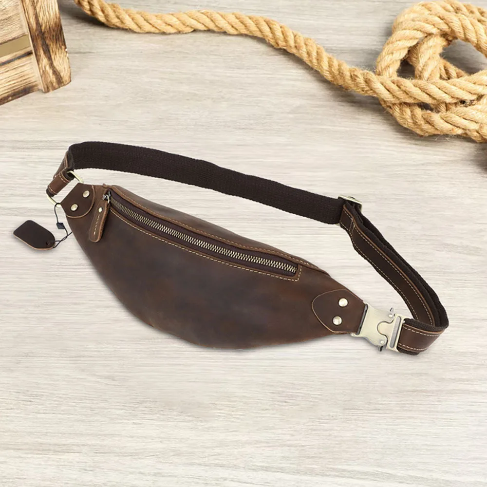 Genuine Leather European And American Retro Men's Chest Bag Top Layer Cowhide All-match Waist Bag