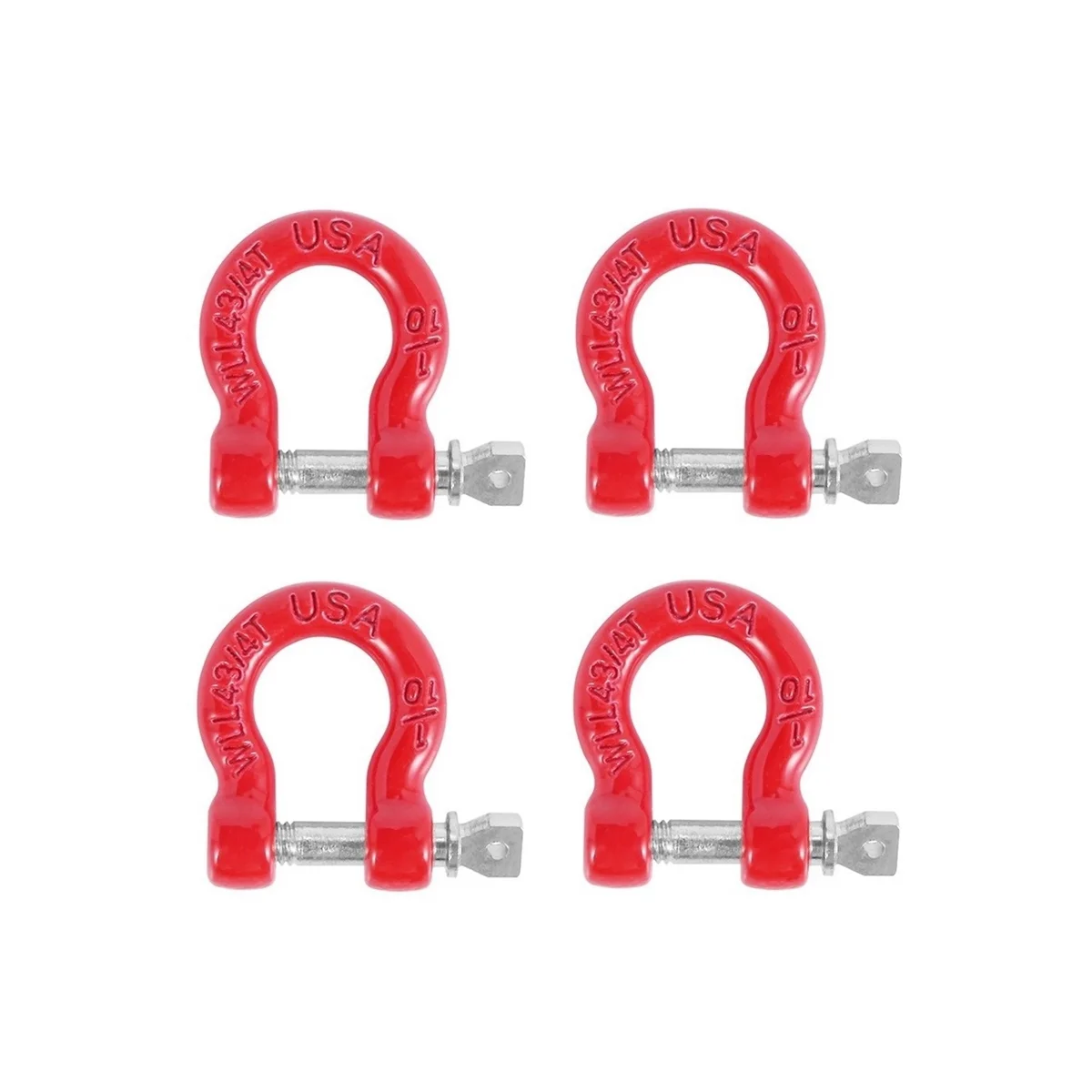 4Pcs Metal Bumper D-Ring Red Tow Hook Trailer Rescue Hook for 1/10 RC Crawler Car Traxxas TRX4 Axial SCX10 Upgrade Parts