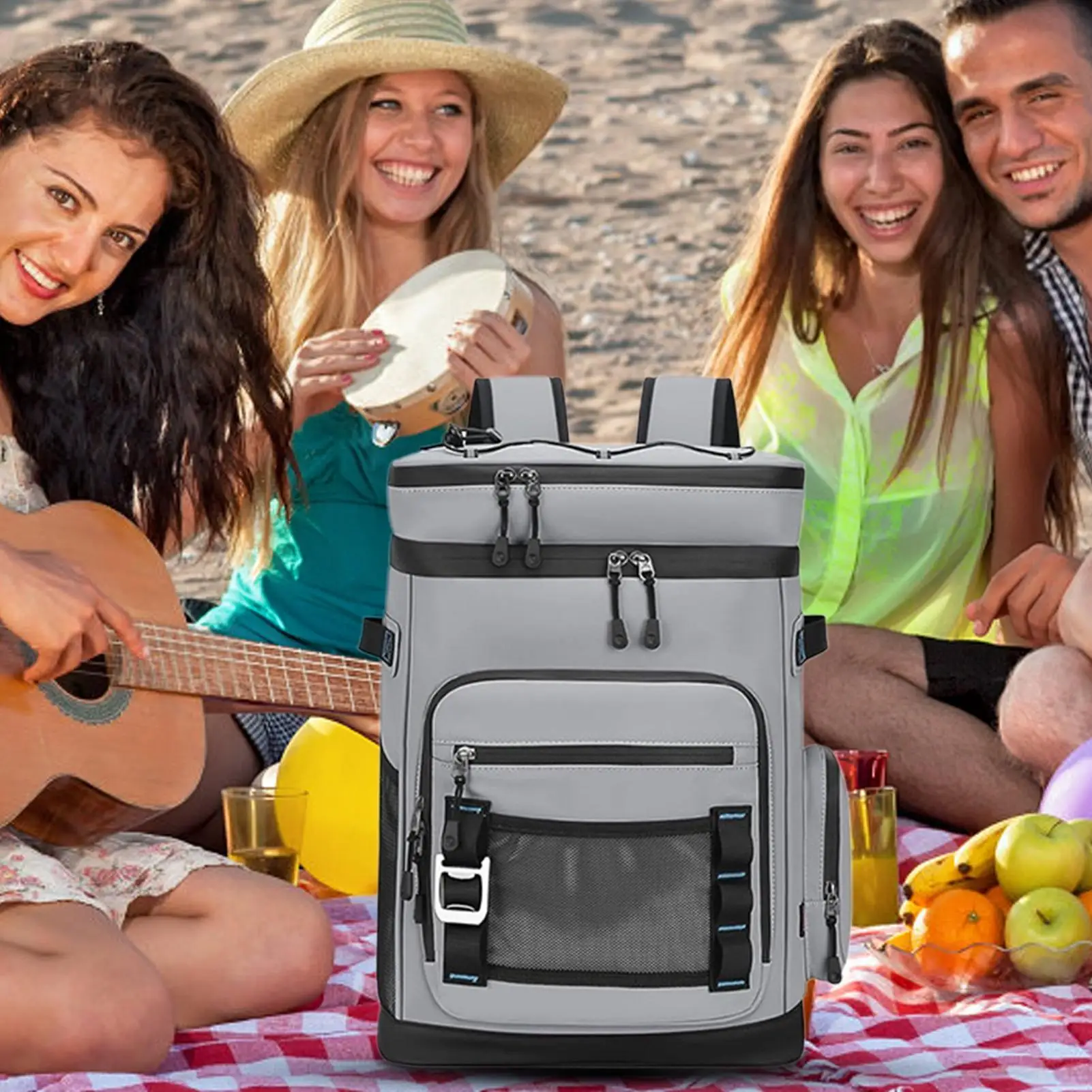 Mochila con pecho de hielo, mochila térmica de 30L, bolsa aislante, bolsa de almacenamiento, cofre de hielo para mujeres y hombres, almuerzo, bebida, playa, viaje por carretera