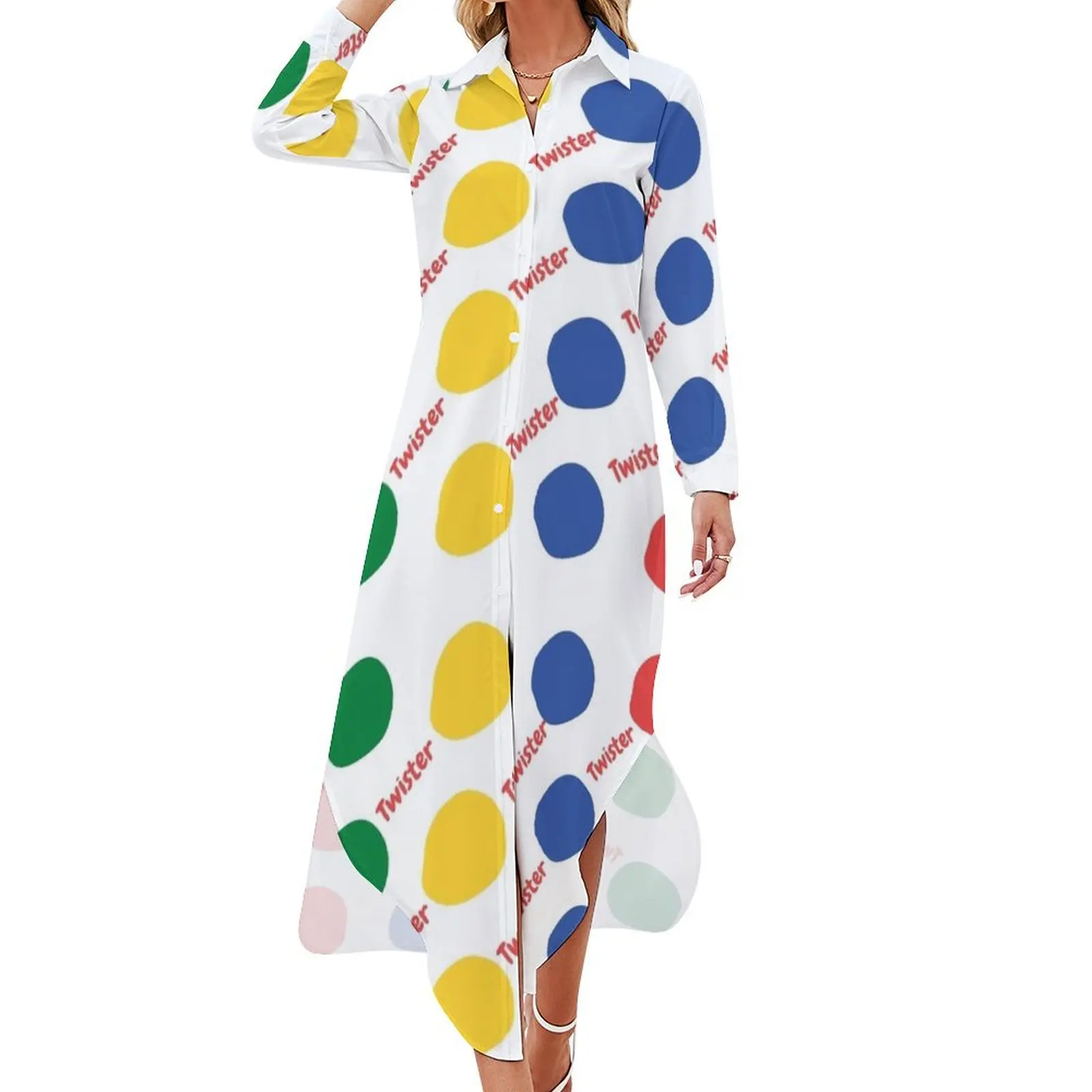 

Twister pattern Long Sleeved Shirt Dress Female clothing dress for women birthday dresses for women