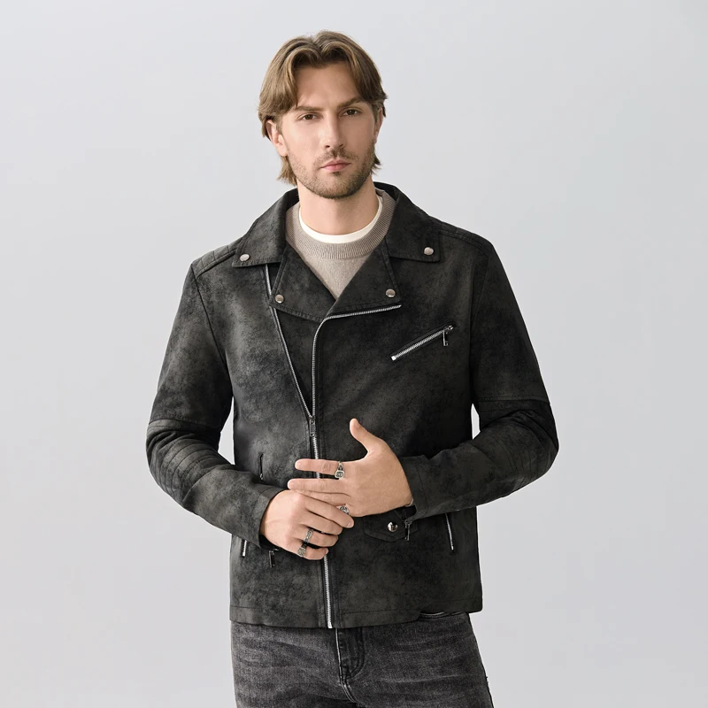 

Leather Jacket Spring Autumn Slim Fit Short Coat Men Fashion Leather Jacket Streetwear Casual Blazer Jackets Male Outerwear 5897