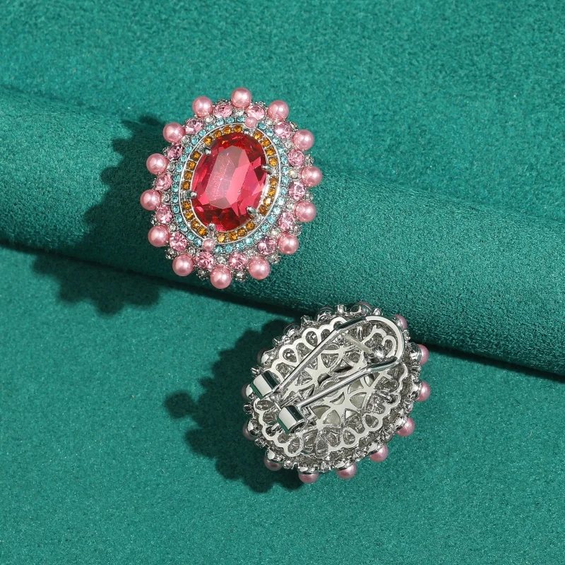 Vintage Pink Orange Crystal Pearl Earrings For Women Luxury Art Deco Party Rhinestone Accessories Girls Jewelry Gift 2026 New